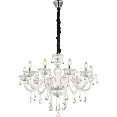 GLOBO TEEJAY csillár, króm, fehér üveg, K5 kristály, 10xE14 64118-10