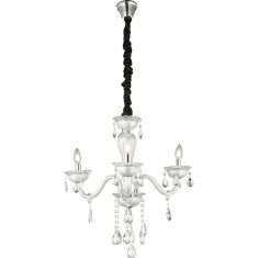 GLOBO TEEJAY csillár, króm, fehér üveg, K5 kristály, 3xE14 64118-3