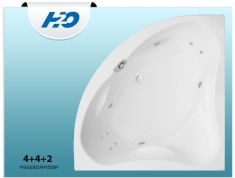 H2O MASSZÁZSRENDSZER 4+4+2 vízmasszázs, lábbal, le túlfolyóval 07201803-035