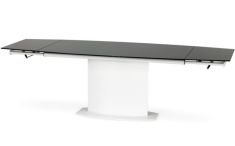 ANDERSON bővíthető étkezőasztal, üveg-fém, fekete/fehér, 160-250x90x76 cm HM0001