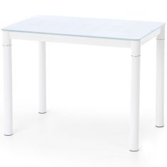 ARGUS étkezőasztal, üveg-fém, fehér, 100x60x75 cm HM0009