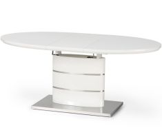 ASPEN bővíthető étkezőasztal, fehér/rozsdamentes acél színű, 140-180x90x76 cm HM0011