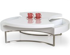 AUREA forgatható dohányzóasztal, fehér/króm színű, 115x80x38 cm HM0350