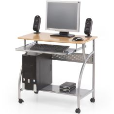 B-6 számítógépasztal, görgős, égerfa/ezüst színű, 80x50x76 cm HM0845