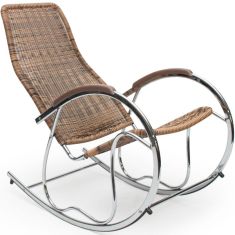 BEN hintaszék, barna műrattan/krómozott fém, 55x97x99 cm HM0611