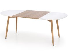 CALIBER bővíthető étkezőasztal, matt fehér/san remo tölgy színű, 160-200x90x77 cm, HM1421