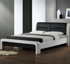 CASSANDRA 120 franciaágy, matrac nélkül, ágyráccsal, fekete/fehér, 152x231x91 cm HM0569