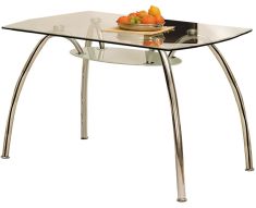 CORWIN BIS étkezőasztal, üveg-fém, átlátszó/króm, 125x75x72 cm HM0015