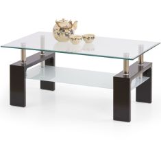 DIANA üveglapos dohányzóasztal, wenge színű, 100x60x45 cm HM0393