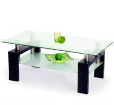 DIANA üveglapos dohányzóasztal, wenge színű, 110x60x55 cm HM0376