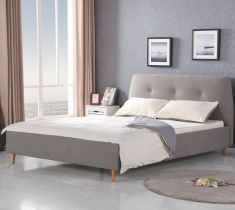 DORIS 160 franciaágy, matrac nélkül, ágyráccsal, szürke/égerfa színű, 169x217x100 cm HM0573