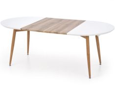 EDWARD bővíthető étkezőasztal, fehér/méz tölgy színű, 120-200x100x75 cm HM0021