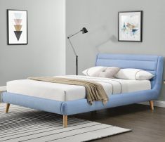 ELANDA 140 franciaágy, ágyráccsal, matrac nélkül, világoskék színű, 159x232x86 cm, HM1715