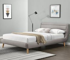 ELANDA 140 franciaágy, ágyráccsal, matrac nélkül, világosszürke színű, 159x232x86 cm, HM1714