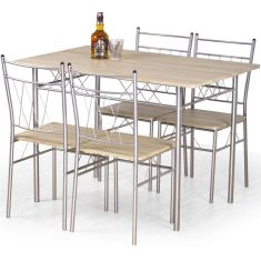 FAUST 4 személyes étkezőgarnitúra, sonoma tölgy/ezüst színű, 110x70x75 cm HM0113