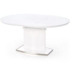 FEDERICO bővíthető étkezőasztal, fehér/rozsdamentes acél színű, 120-160x120x76 cm HM0025