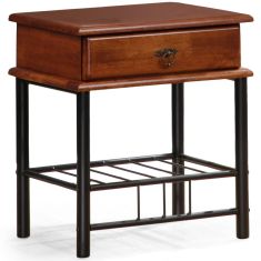 FIONA 1 fiókos éjjeliszekrény, cseresznye/fekete színű, 48x37x55 cm HM0575