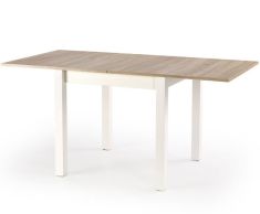 GRACJAN bővíthető étkezőasztal, sonoma tölgy/fehér színű, 80-160x80x76 cm HM0141
