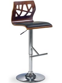 H-34 bárszék, állítható magasságú, fekete/dió/króm színű, 41x45x87-108x60-82 cm HM0783