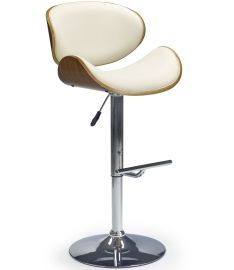 H-44 bárszék, állítható magasságú, krém/dió/króm színű, 53x48x93-115x61-82 cm HM0788