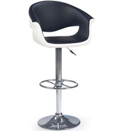H-46 bárszék, állítható magasságú, fekete/fehér/króm színű, 50x46x93-115x61-82 cm HM0790