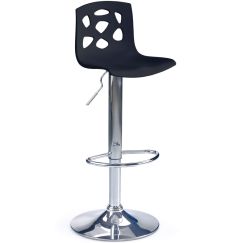 H-48 bárszék, állítható magasságú, fekete/króm színű, 37x36x83-105x60-82 cm HM0792