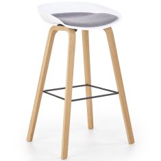 H-86 bárszék, fehér/szürke/fa színű, 43x42x81x76 cm, HM1588