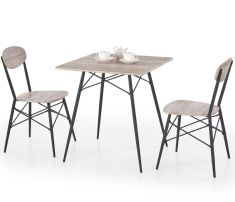 KABIR 2 személyes étkezőgarnitúra, san remo tölgy/fekete színű, 70x70x75 cm, HM1448