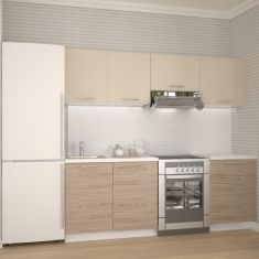 KATIA konyhabútor, világos bézs/fehér/san marino tölgy színű, 220 cm, HM1458