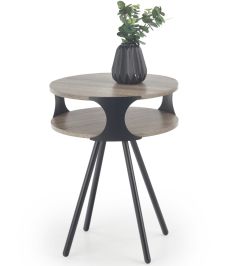 KIRBY kerek kisasztal, sötét sonoma tölgy/fekete színű, 45x60 cm, HM1490