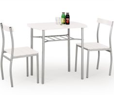 LANCE 2 személyes étkezőgarnitúra, fehér/ezüst színű, 82x50x75 cm HM0114