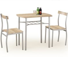 LANCE 2 személyes étkezőgarnitúra, sonoma tölgy/ezüst színű, 82x50x75 cm HM0116