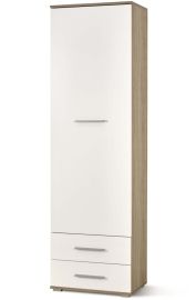 LIMA 1 ajtós, 2 fiókos keskeny ruhásszekrény, sonoma tölgy/fehér színű, 60x40x200 cm HM0272