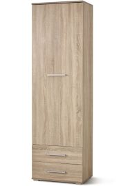 LIMA 1 ajtós, 2 fiókos keskeny ruhásszekrény, sonoma tölgy színű, 60x40x200 cm HM0273
