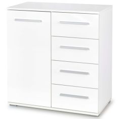 LIMA 1 ajtós, 4 fiókos komód, fehér színű, 77x40x82 cm HM0260