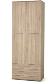 LIMA 2 ajtós, 2 fiókos ruhásszekrény, sonoma tölgy színű, 77x40x200 cm HM0275