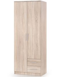 LIMA 2 ajtós, 2 fiókos ruhásszekrény, sonoma tölgy színű, 80x52x205 cm, HM1465