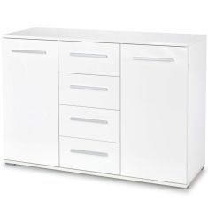 LIMA 2 ajtós, 4 fiókos komód, fehér színű, 116x40x82 cm HM0266