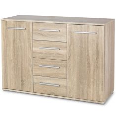 LIMA 2 ajtós, 4 fiókos komód, sonoma tölgy színű, 116x40x82 cm HM0268