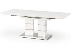 LORD bővíthető étkezőasztal, fehér/rozsdamentes acél színű, 160-220x90x75 cm HM0051