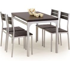 MALCOLM 4 személyes étkezőgarnitúra, wenge/ezüst színű, 110x70x75 cm HM0119