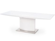 MARCELLO bővíthető étkezőasztal, fehér/rozsdamentes acél színű, 180-220x90x76 cm HM0057