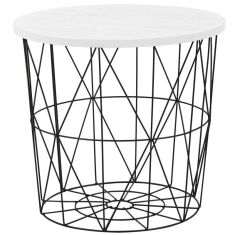 MARIFFA kerek kisasztal, fehér/fekete színű, 42x41 cm, HM1708