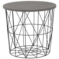 MARIFFA kerek kisasztal, szürke/fekete színű, 42x41 cm, HM1710