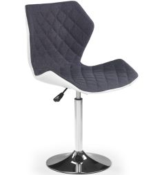 MATRIX bárszék, állítható magasságú, szürke/fehér/króm színű, 48x53x92-104x57-79 cm HM0827