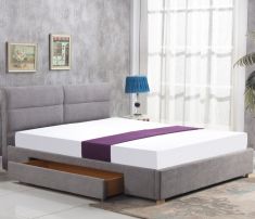 MERIDA 160 fiókos franciaágy, ágyráccsal, matrac nélkül, világosszürke, 170x216x95 cm, HM1718