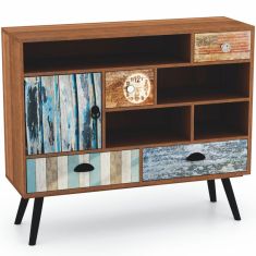 MEZO 1 ajtós, 4 polcos, 4 fiókos komód, multicolor, 93x29x80 cm HM0317