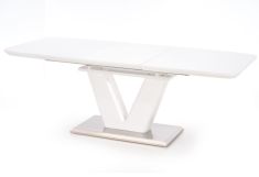 MISTRAL bővíthető étkezőasztal, fehér/rozsdamentes acél színű, 160-220x90x77 cm HM0061