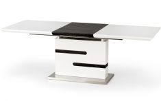 MONACO bővíthető étkezőasztal, fehér/szürke/rozsdamentes acél színű, 160-220x90x76 cm HM0062