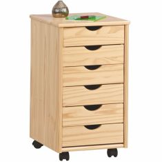 NILS 6 fiókos konténer, görgős, fenyőfa színű, 36x40x65 cm HM0549